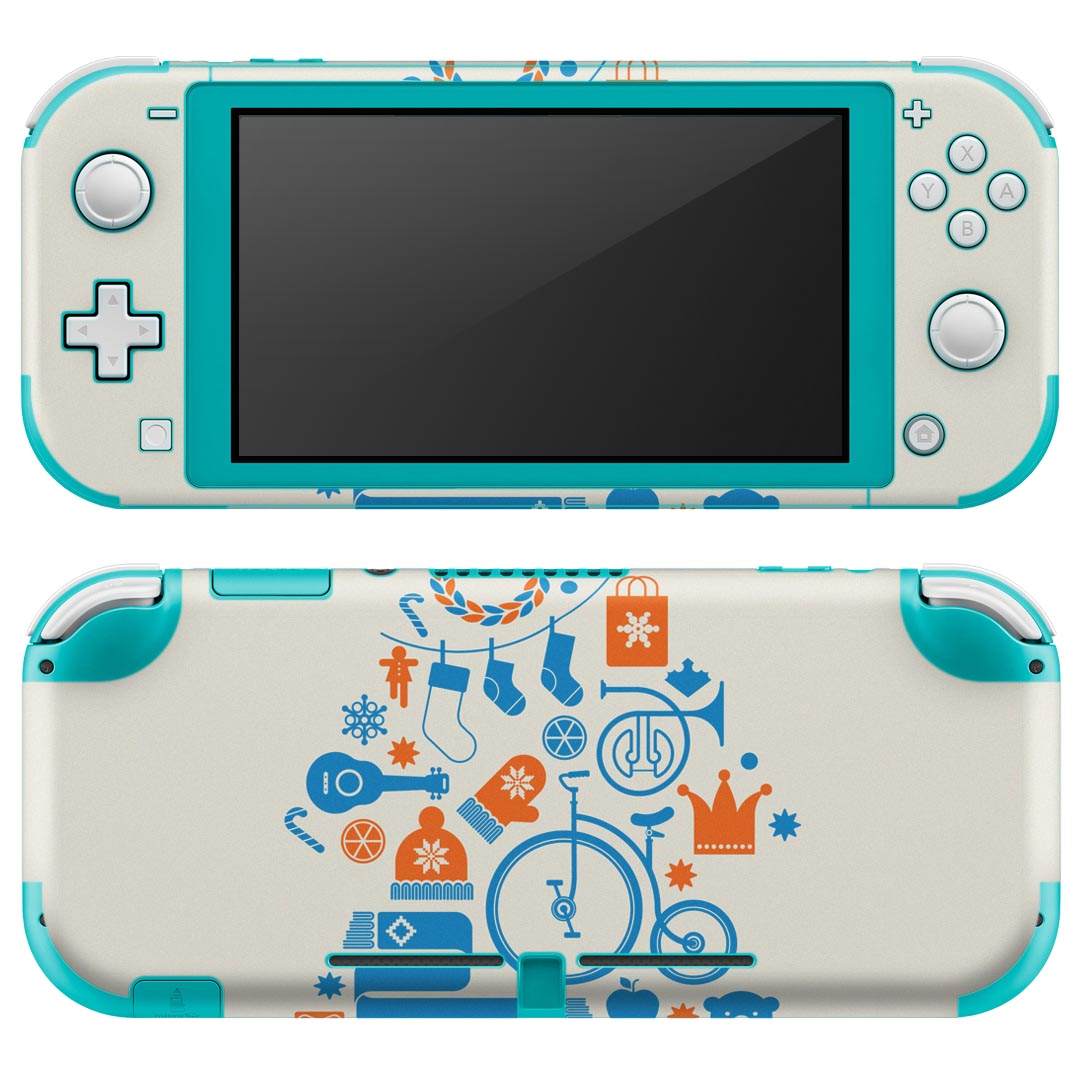 igsticker Nintendo Switch Lite 専用 デザインスキンシール 全面 ニンテンドー スイッチ ライト 専用 ゲーム機 カバー アクセサリー フィルム ステッカー エアフリー 009740 クリスマス ツリー 青