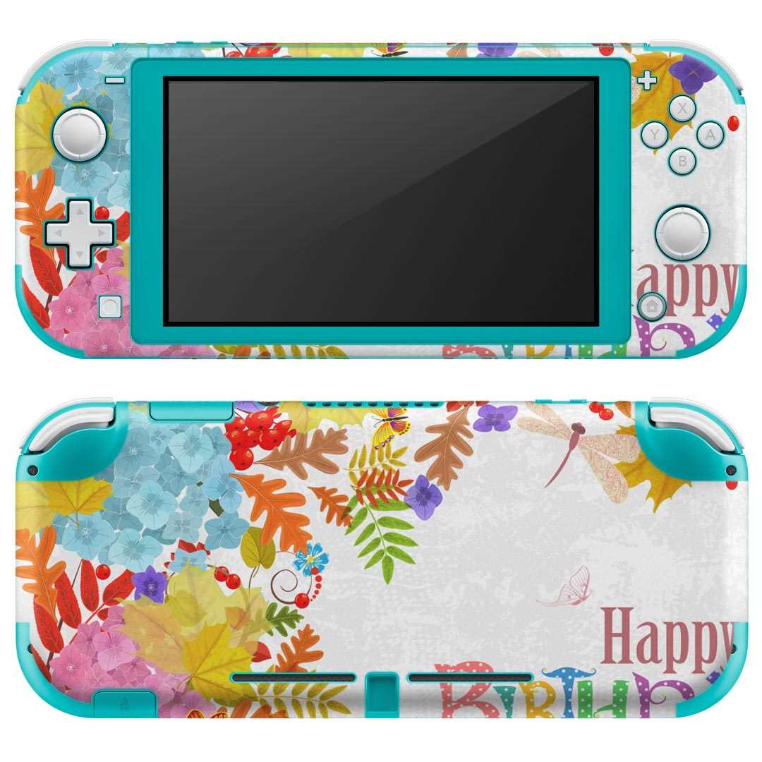 igsticker Nintendo Switch Lite 専用 デザインスキンシール 全面 ニンテンドー スイッチ ライト 専用 ゲーム機 カバー アクセサリー フィルム ステッカー エアフリー 009751 　バースデー　英語