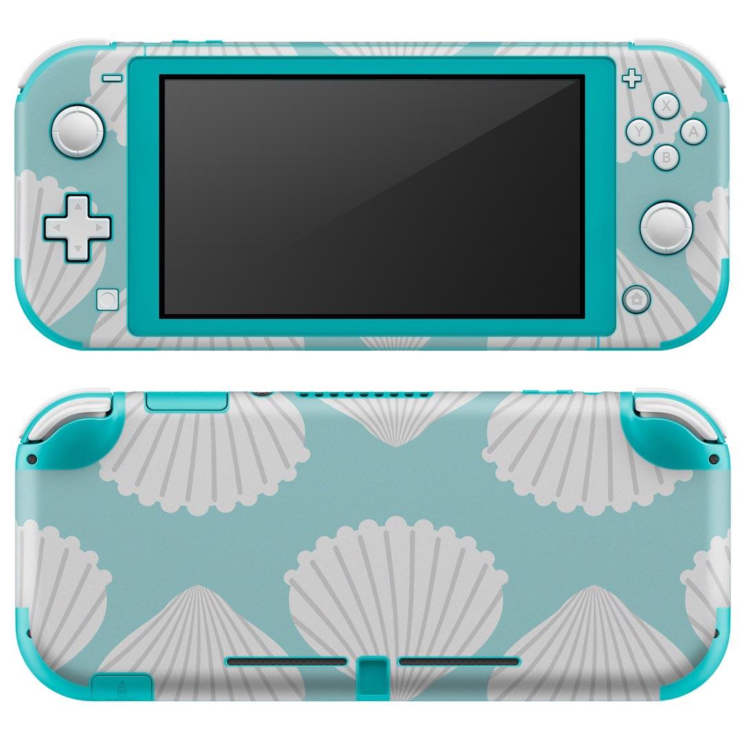 igsticker Nintendo Switch Lite 専用 デザインスキンシール 全面 ニンテンドー スイッチ ライト 専用 ゲーム機 カバー アクセサリー フィルム ステッカー エアフリー 009783 貝殻 模様 青
