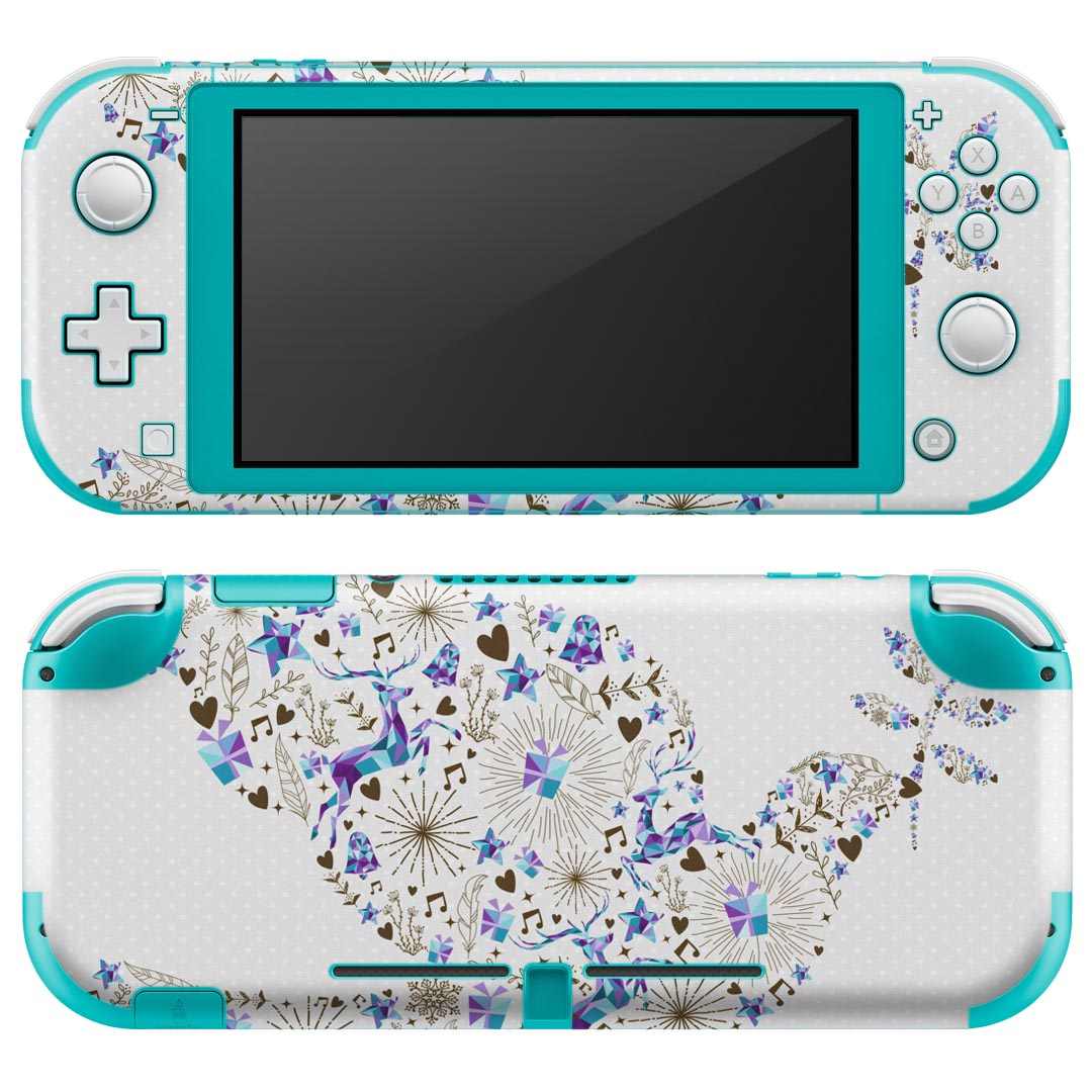 igsticker Nintendo Switch Lite 専用 デザインスキンシール 全面 ニンテンドー スイッチ ライト 専用 ゲーム機 カバー アクセサリー フィルム ステッカー エアフリー 009798 鳥　クリスマス　青