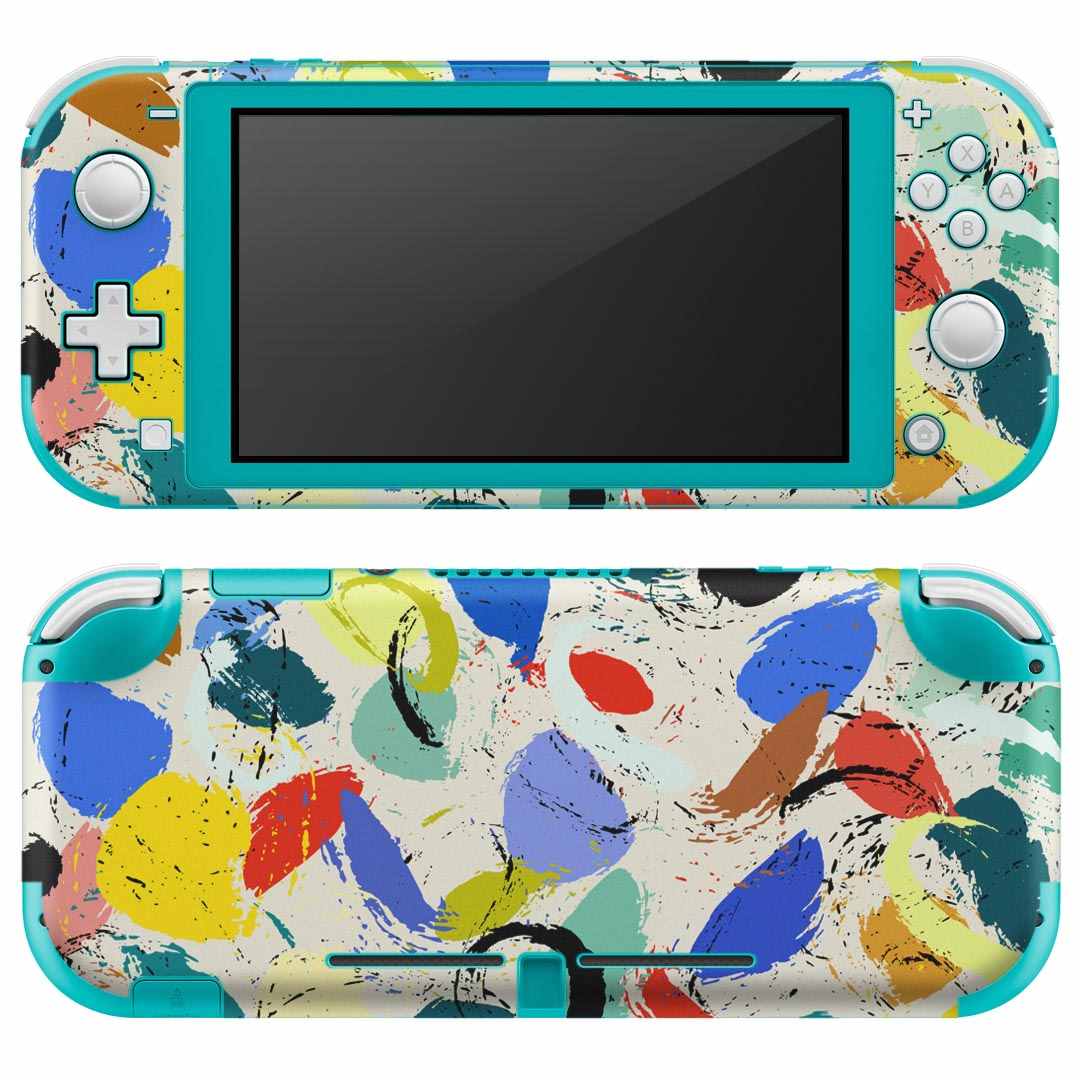 製品名 Nintendo Switch Lite専用 デザインスキンシール セット内容 Nintendo Switch Lite本体用スキンシール（裏表）各1枚 ※液晶側シールは2パーツに分かれていますニンテンドースイッチライト専用です。据え置き機のSwitch本体やJoyコンには対応していません。 商品特徴 3M社製の再剥離性シートを素材に採用し、細かな位置調整がしやすく貼り直しが容易です。また、エアフリーでもありますので気泡が簡単に逃げるので、キレイに貼ることができます。専用の業務プリンターを使い、商品画像と遜色のない美しい印刷仕上がり。 注意事項 画像はサンプルですので、ご覧の環境によっては多少色味に違いを感じる場合がございます。 イメージと違った、モニターと色味が異なるという理由での交換や返金はご対応出来かねます。スキンシールのみの販売で、ニンテンドースイッチ本体などは付属しません。シワができた場合、ドライヤーなどで軽く温め、外側に向けてシワを伸ばすように貼ってください。初回貼付時の位置調整や貼り直しは可能ですが、しっかりと押し付けて接着させた後の再剥離、再利用は保証しておりません。また接着部に油分や汚れが付着しますと角の部分は剥がれやすくなりますので、貼付時はあまり触れないようにご注意ください。無地のセミグロスシートにデザインをプリントした商品で、デコなどの加工はございません。 凹凸や光沢があるように見えたり布地や金属を素材にしたように見える商品もありますが、デザインの図版によるものです。印刷時に微妙な画像のズレが生じる場合がございます。ご注文後に1点1点制作する受注生産品の為、不良品以外のご返品や交換は固くお断りします。 商品発送 完全受注生産のハンドメイド商品となりますので、既製品と比べて発送までお時間を頂いています。 基本的に決済確認後2?3営業日、最大で10営業日での発送となります。繁忙期や休業日明けの場合はさらに時間がかかる場合があります。 その際には別途メールにてご連絡致します。メール便の場合、発送日から到着までに2?4日ほどかかる場合が多く、紛失などの保障もご対応できかねます。あらかじめご了承下さい。