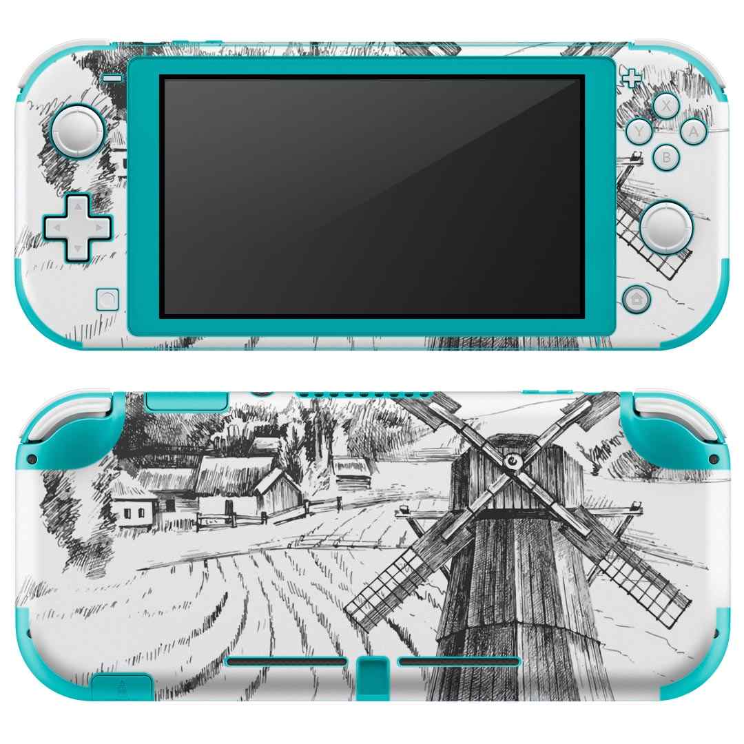 igsticker Nintendo Switch Lite 専用 デザインスキンシール 全面 ニンテンドー スイッチ ライト 専用 ゲーム機 カバー アクセサリー フィルム ステッカー エアフリー 010006 風景　景色　モノクロ