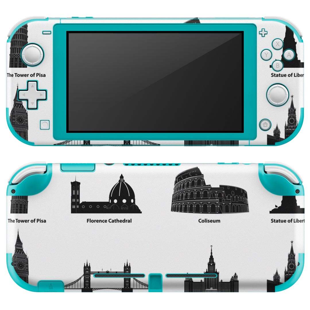 igsticker Nintendo Switch Lite 専用 デザインスキンシール 全面 ニンテンドー スイッチ ライト 専用 ゲーム機 カバー アクセサリー フィルム ステッカー エアフリー 010029 風景　外国　白　黒