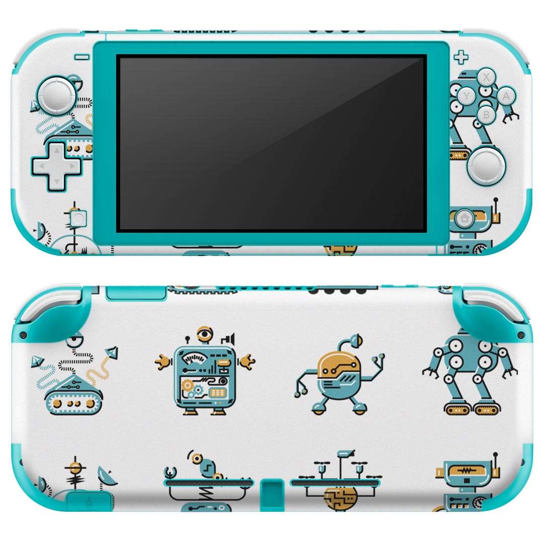 igsticker Nintendo Switch Lite 専用 デザインスキンシール 全面 ニンテンドー スイッチ ライト 専用 ゲーム機 カバー アクセサリー フィルム ステッカー エアフリー 010125 ロボット 英語 青