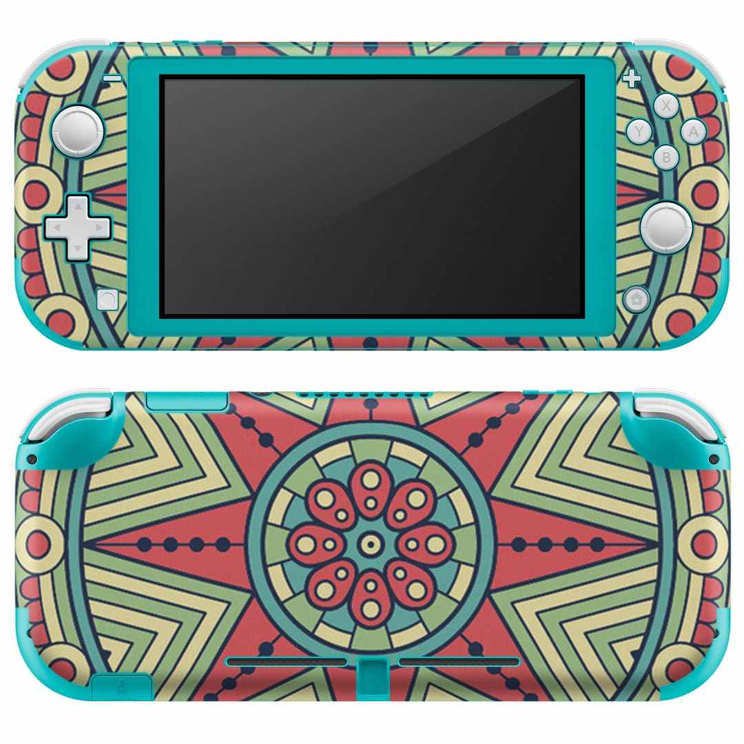 製品名 Nintendo Switch Lite専用 デザインスキンシール セット内容 Nintendo Switch Lite本体用スキンシール（裏表）各1枚 ※液晶側シールは2パーツに分かれていますニンテンドースイッチライト専用です。据え置き機のSwitch本体やJoyコンには対応していません。 商品特徴 3M社製の再剥離性シートを素材に採用し、細かな位置調整がしやすく貼り直しが容易です。また、エアフリーでもありますので気泡が簡単に逃げるので、キレイに貼ることができます。専用の業務プリンターを使い、商品画像と遜色のない美しい印刷仕上がり。 注意事項 画像はサンプルですので、ご覧の環境によっては多少色味に違いを感じる場合がございます。 イメージと違った、モニターと色味が異なるという理由での交換や返金はご対応出来かねます。スキンシールのみの販売で、ニンテンドースイッチ本体などは付属しません。シワができた場合、ドライヤーなどで軽く温め、外側に向けてシワを伸ばすように貼ってください。初回貼付時の位置調整や貼り直しは可能ですが、しっかりと押し付けて接着させた後の再剥離、再利用は保証しておりません。また接着部に油分や汚れが付着しますと角の部分は剥がれやすくなりますので、貼付時はあまり触れないようにご注意ください。無地のセミグロスシートにデザインをプリントした商品で、デコなどの加工はございません。 凹凸や光沢があるように見えたり布地や金属を素材にしたように見える商品もありますが、デザインの図版によるものです。印刷時に微妙な画像のズレが生じる場合がございます。ご注文後に1点1点制作する受注生産品の為、不良品以外のご返品や交換は固くお断りします。 商品発送 完全受注生産のハンドメイド商品となりますので、既製品と比べて発送までお時間を頂いています。 基本的に決済確認後2?3営業日、最大で10営業日での発送となります。繁忙期や休業日明けの場合はさらに時間がかかる場合があります。 その際には別途メールにてご連絡致します。メール便の場合、発送日から到着までに2?4日ほどかかる場合が多く、紛失などの保障もご対応できかねます。あらかじめご了承下さい。