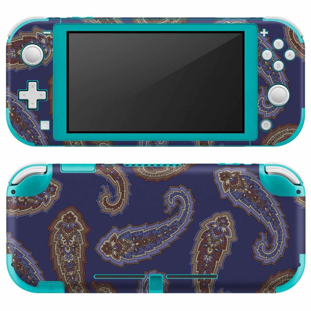 igsticker Nintendo Switch Lite 専用 デザインスキンシール 全面 ニンテンドー スイッチ ライト 専用 ゲーム機 カバー アクセサリー フィルム ステッカー エアフリー 010164 ペイズリー 紺
