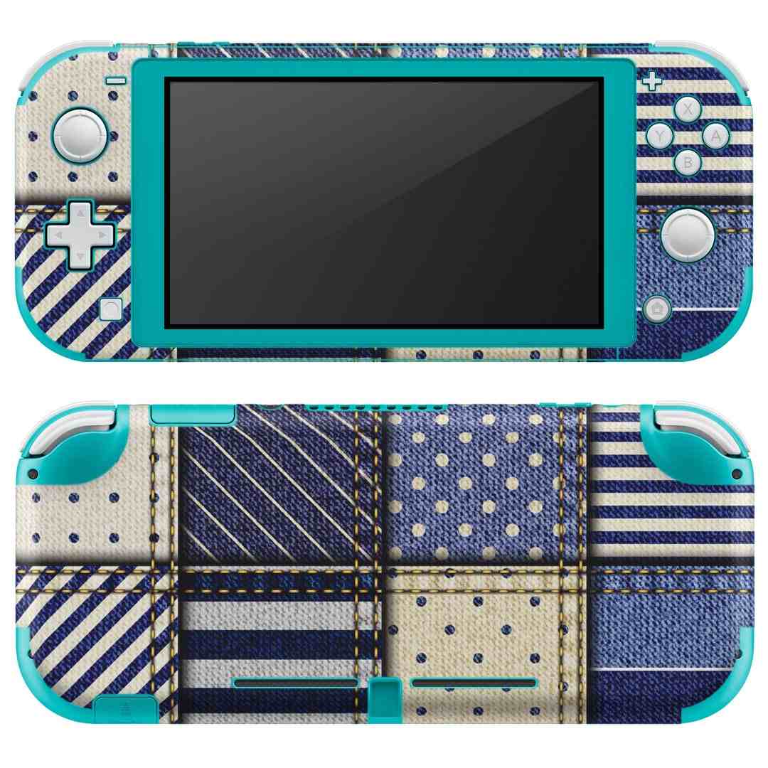 igsticker Nintendo Switch Lite 専用 デザインスキンシール 全面 ニンテンドー スイッチ ライト 専用 ゲーム機 カバー アクセサリー フィルム ステッカー エアフリー 010171 水玉 ボーダー 青