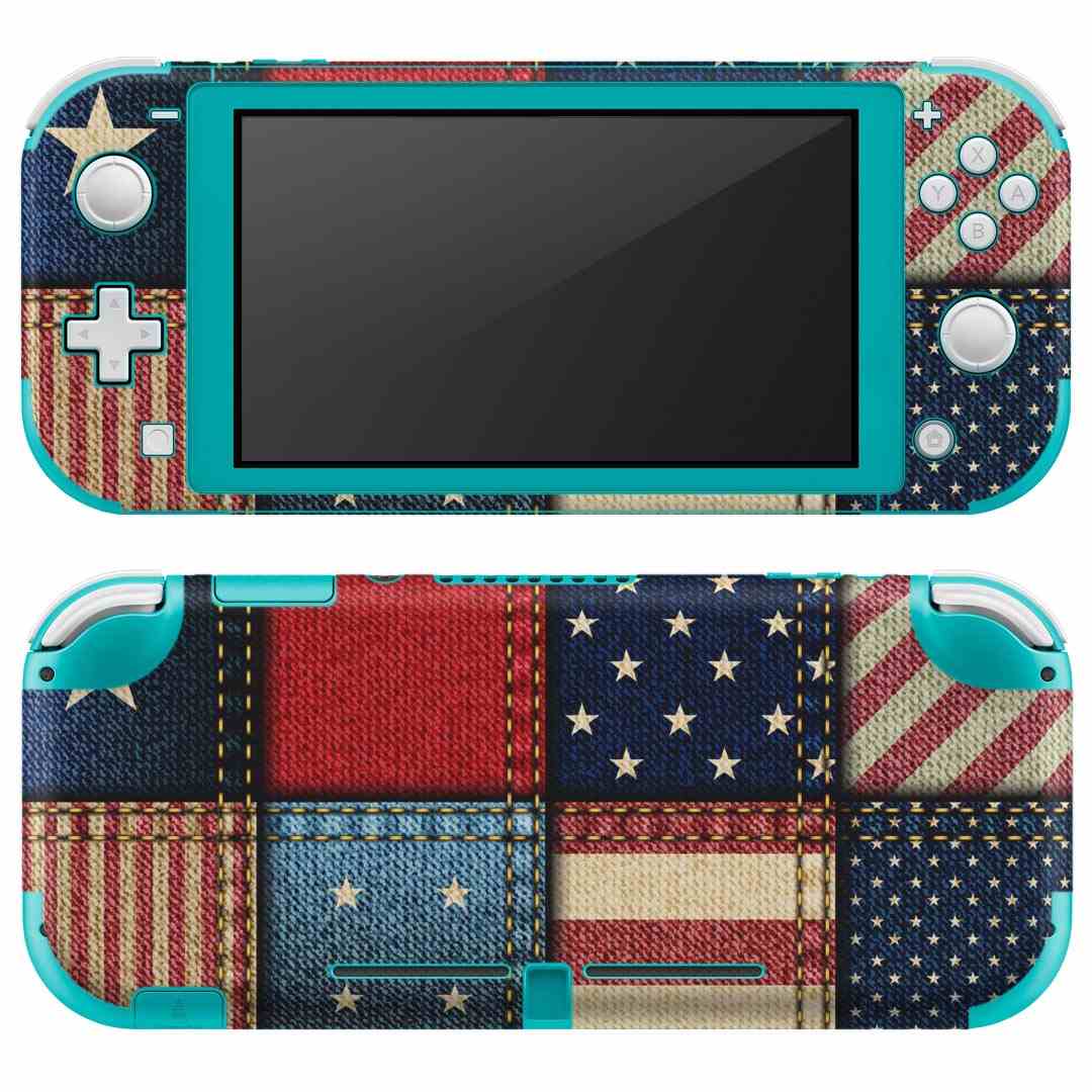 igsticker Nintendo Switch Lite 専用 デザインスキンシール 全面 ニンテンドー スイッチ ライト 専用 ゲーム機 カバー アクセサリー フィルム ステッカー エアフリー 010172 星 ボーダー 赤 青