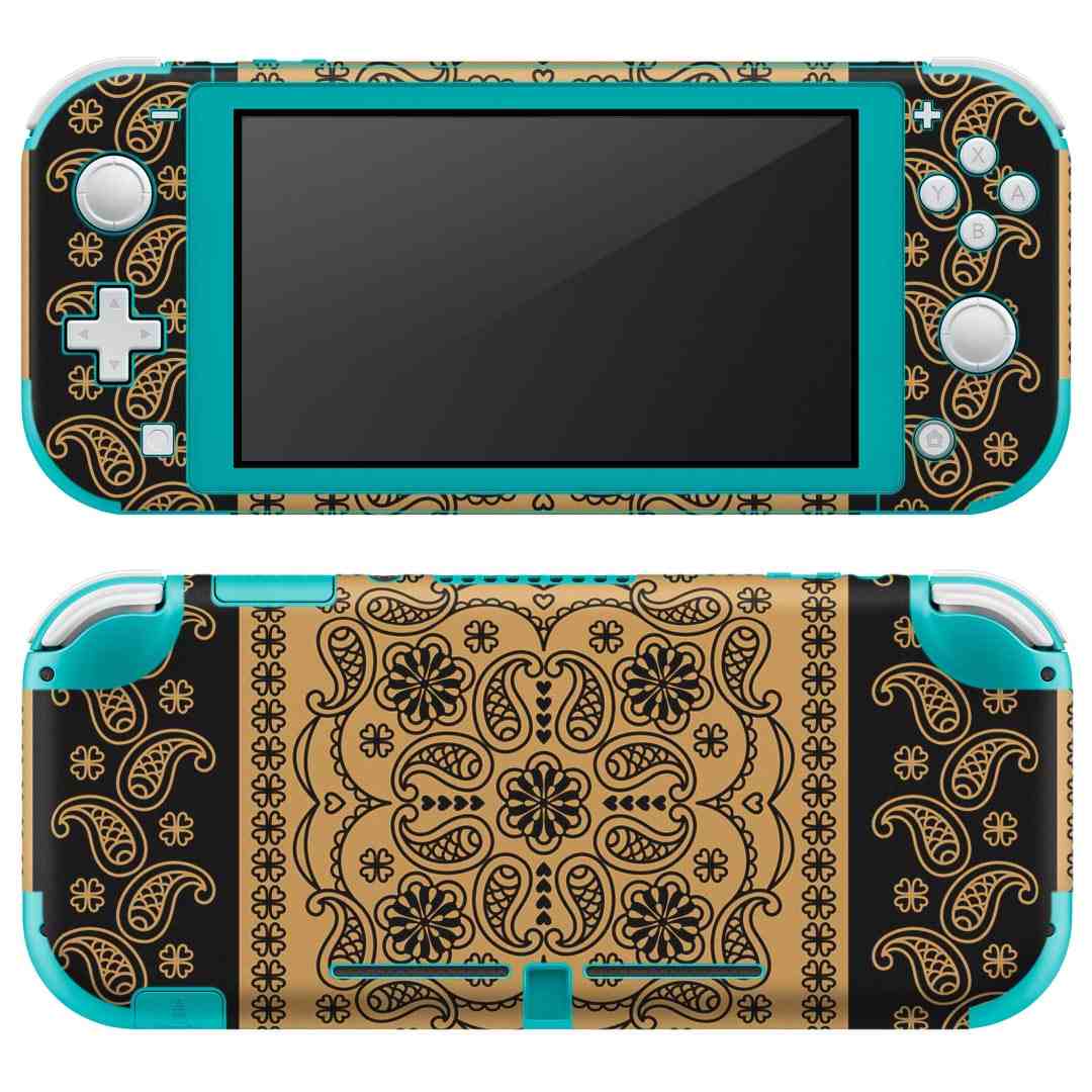 igsticker Nintendo Switch Lite 専用 デザインスキンシール 全面 ニンテンドー スイッチ ライト 専用 ゲーム機 カバー アクセサリー フィルム ステッカー エアフリー 010190 ペイズリー　黒