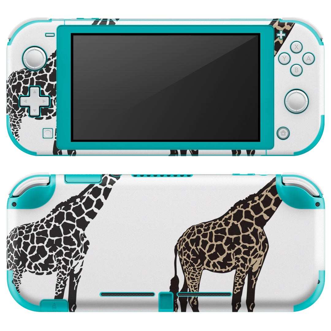 igsticker Nintendo Switch Lite 専用 デザインスキンシール 全面 ニンテンドー スイッチ ライト 専用 ゲーム機 カバー アクセサリー フィルム ステッカー エアフリー 010196 動物 キリン モノクロ