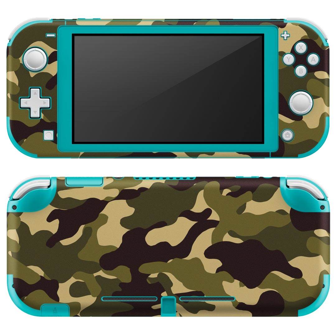 igsticker Nintendo Switch Lite 専用 デザインスキンシール 全面 ニンテンドー スイッチ ライト 専用 ゲーム機 カバー アクセサリー フィルム ステッカー エアフリー 010207 迷彩　緑