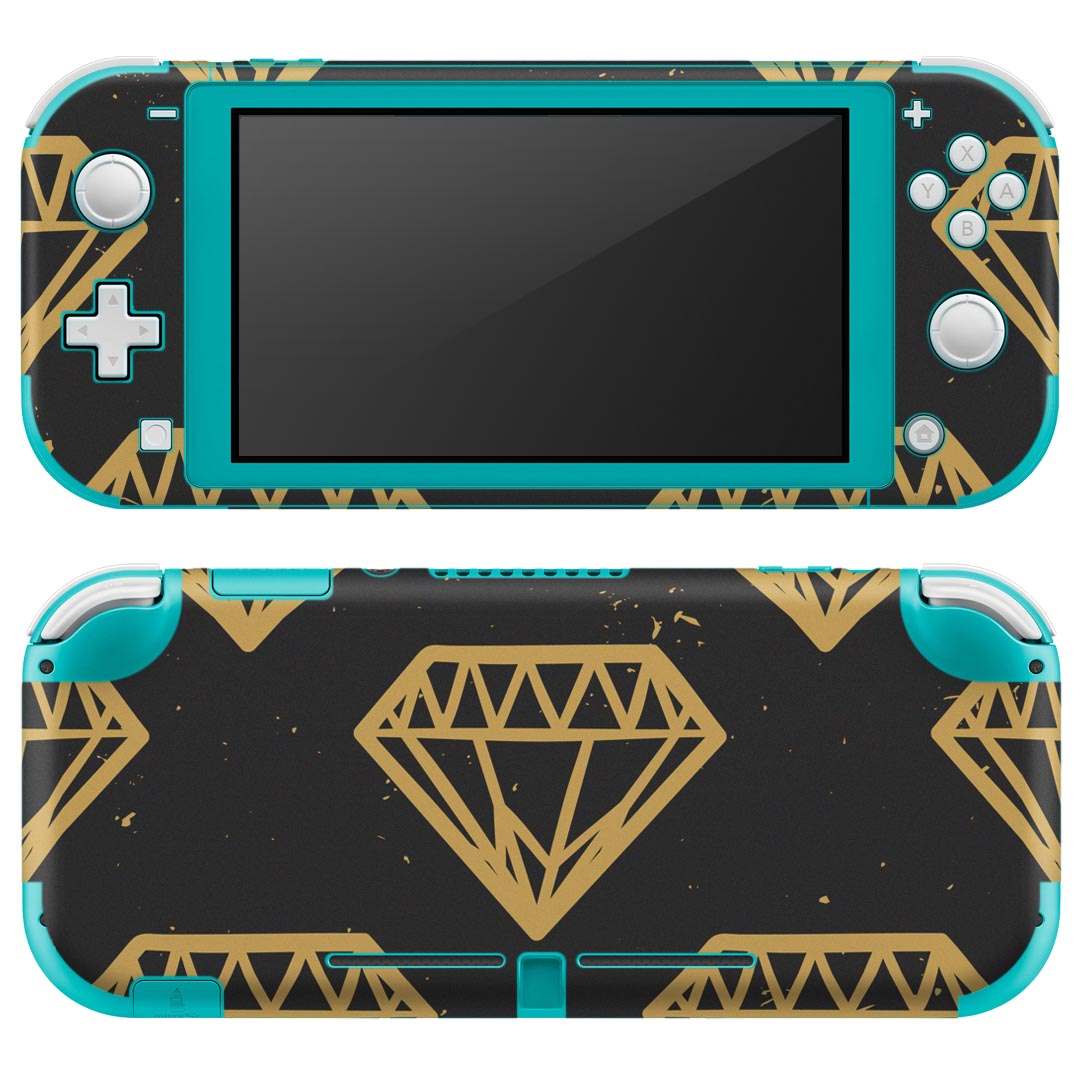 igsticker Nintendo Switch Lite 専用 デザインスキンシール 全面 ニンテンドー スイッチ ライト 専用 ゲーム機 カバー アクセサリー フィルム ステッカー エアフリー 010209 模様　ダイヤ　黒