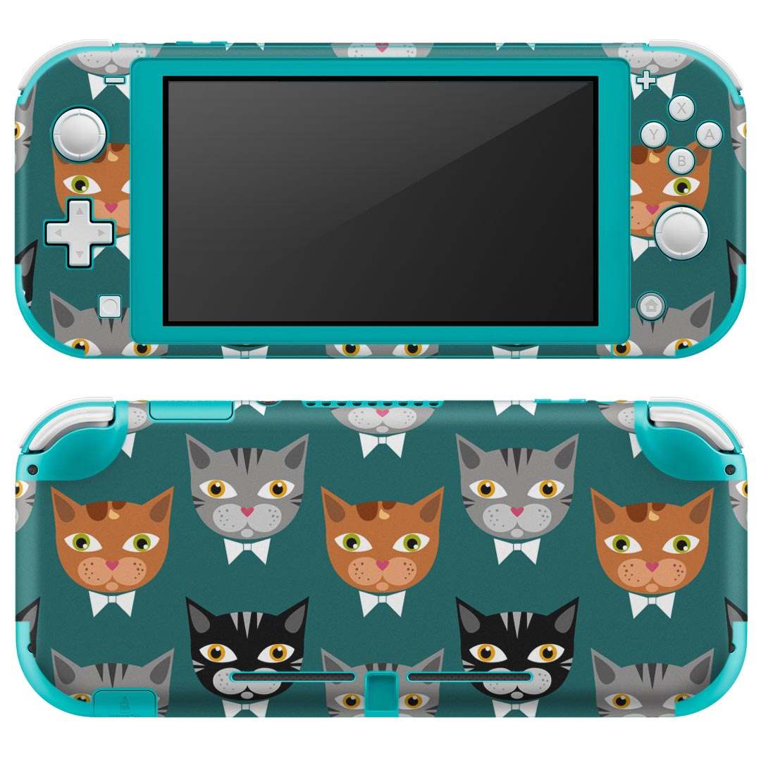igsticker Nintendo Switch Lite 専用 デザインスキンシール 全面 ニンテンドー スイッチ ライト 専用 ゲーム機 カバー アクセサリー フィルム ステッカー エアフリー 010213 猫　キャラクター　緑