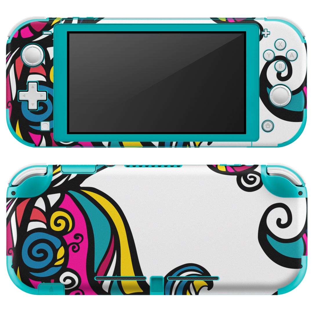 igsticker Nintendo Switch Lite 専用 デザインスキンシール 全面 ニンテンドー スイッチ ライト 専用 ゲーム機 カバー アクセサリー フィルム ステッカー エアフリー 010235 カラフル　アジアン　植物
