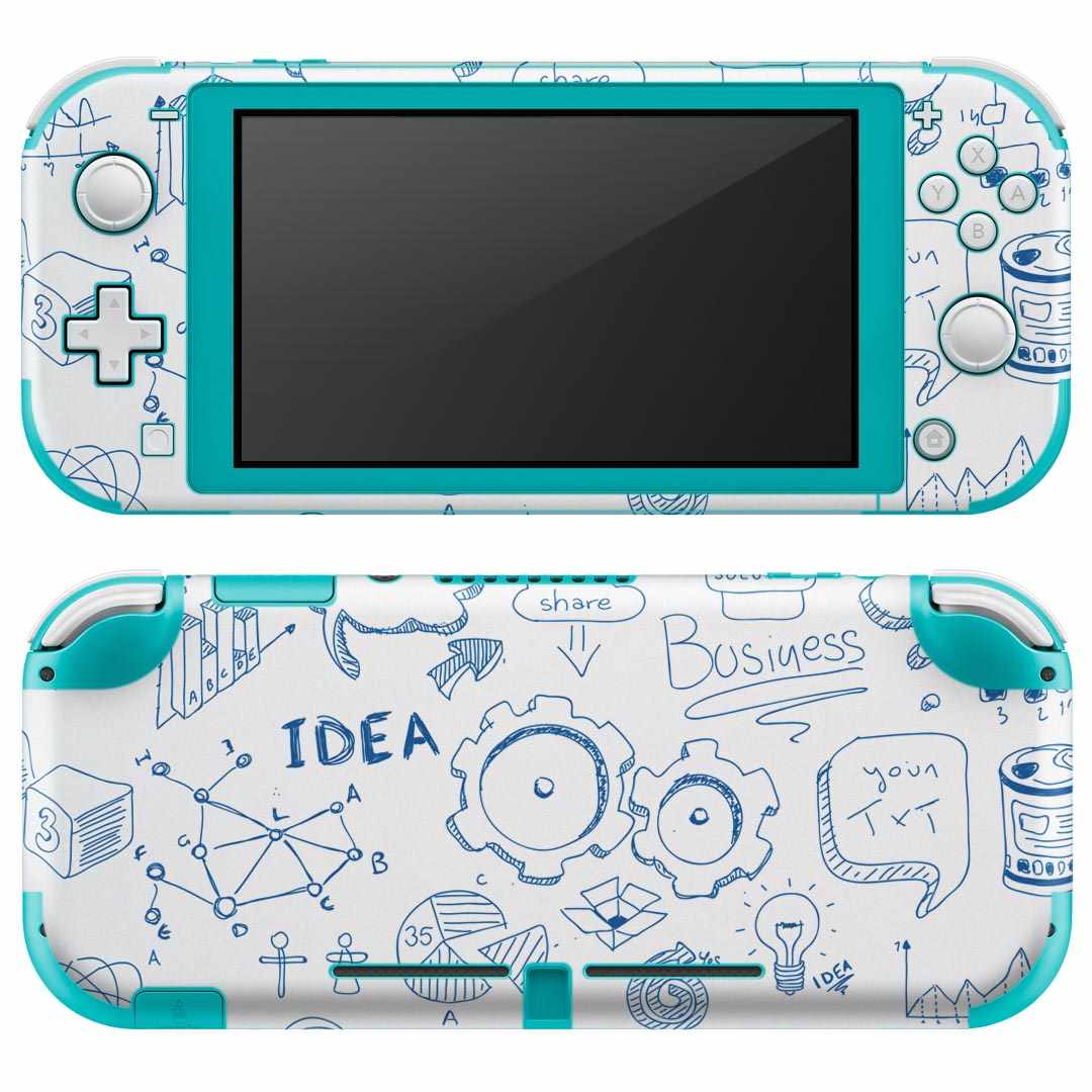 igsticker Nintendo Switch Lite 専用 デザインスキンシール 全面 ニンテンドー スイッチ ライト 専用 ゲーム機 カバー アクセサリー フィルム ステッカー エアフリー 010241 英語 イラスト 青