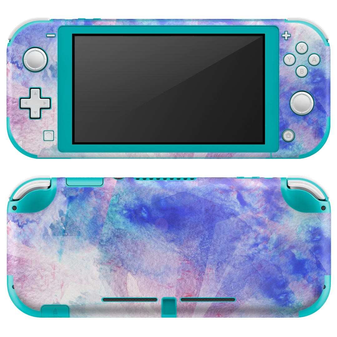 igsticker Nintendo Switch Lite 専用 デザインスキンシール 全面 ニンテンドー スイッチ ライト 専用 ゲーム機 カバー アクセサリー フィルム ステッカー エアフリー 010261 水彩 青 赤
