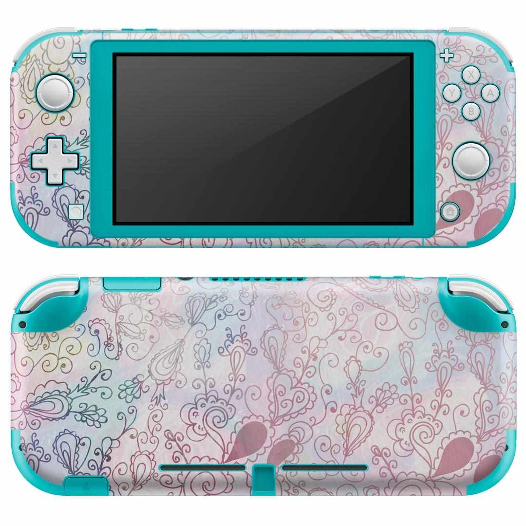 igsticker Nintendo Switch Lite 専用 デザインスキンシール 全面 ニンテンドー スイッチ ライト 専用 ゲーム機 カバー アクセサリー フィルム ステッカー エアフリー 010338 アジアン　模様　パステル