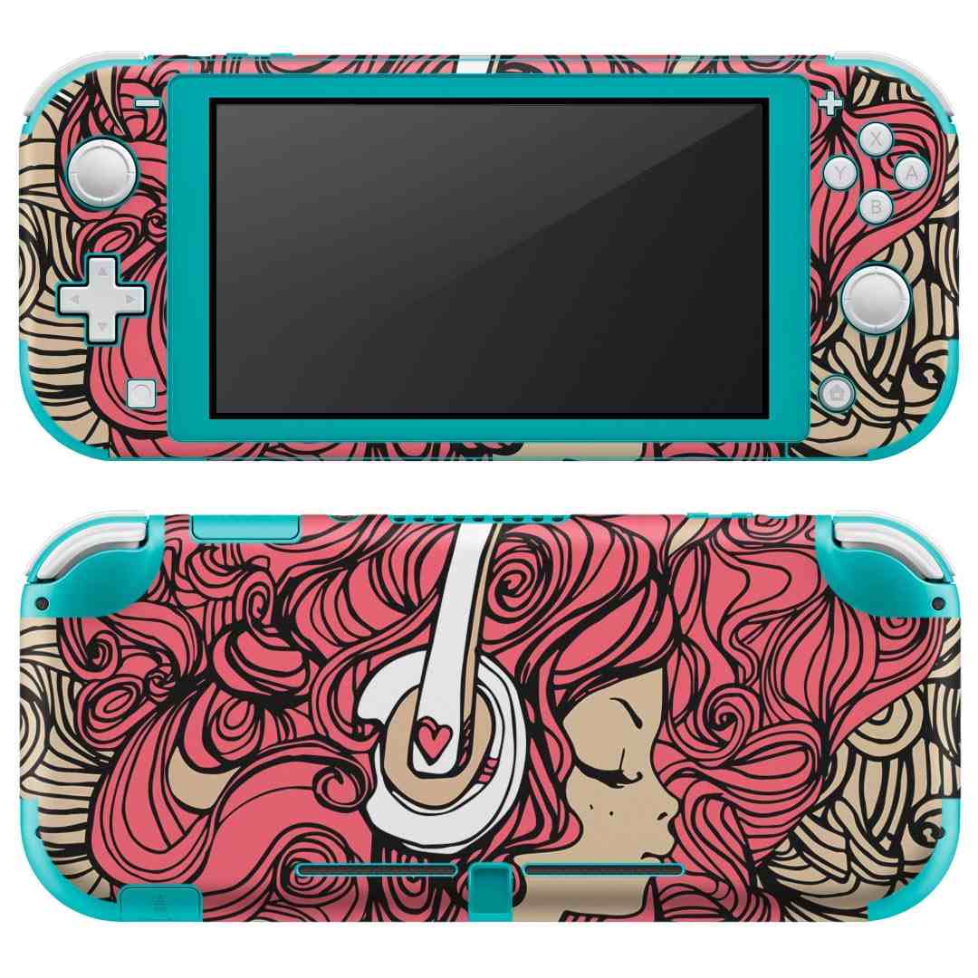 igsticker Nintendo Switch Lite 専用 デザインスキンシール 全面 ニンテンドー スイッチ ライト 専用 ゲーム機 カバー アクセサリー フィルム ステッカー エアフリー 010351 人物　音楽　ピンク