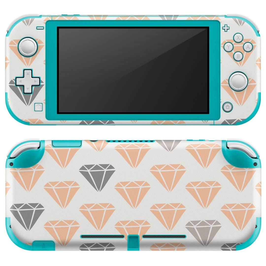 igsticker Nintendo Switch Lite 専用 デザインスキンシール 全面 ニンテンドー スイッチ ライト 専用 ゲーム機 カバー アクセサリー フィルム ステッカー エアフリー 010376 ダイヤ　オレンジ　白
