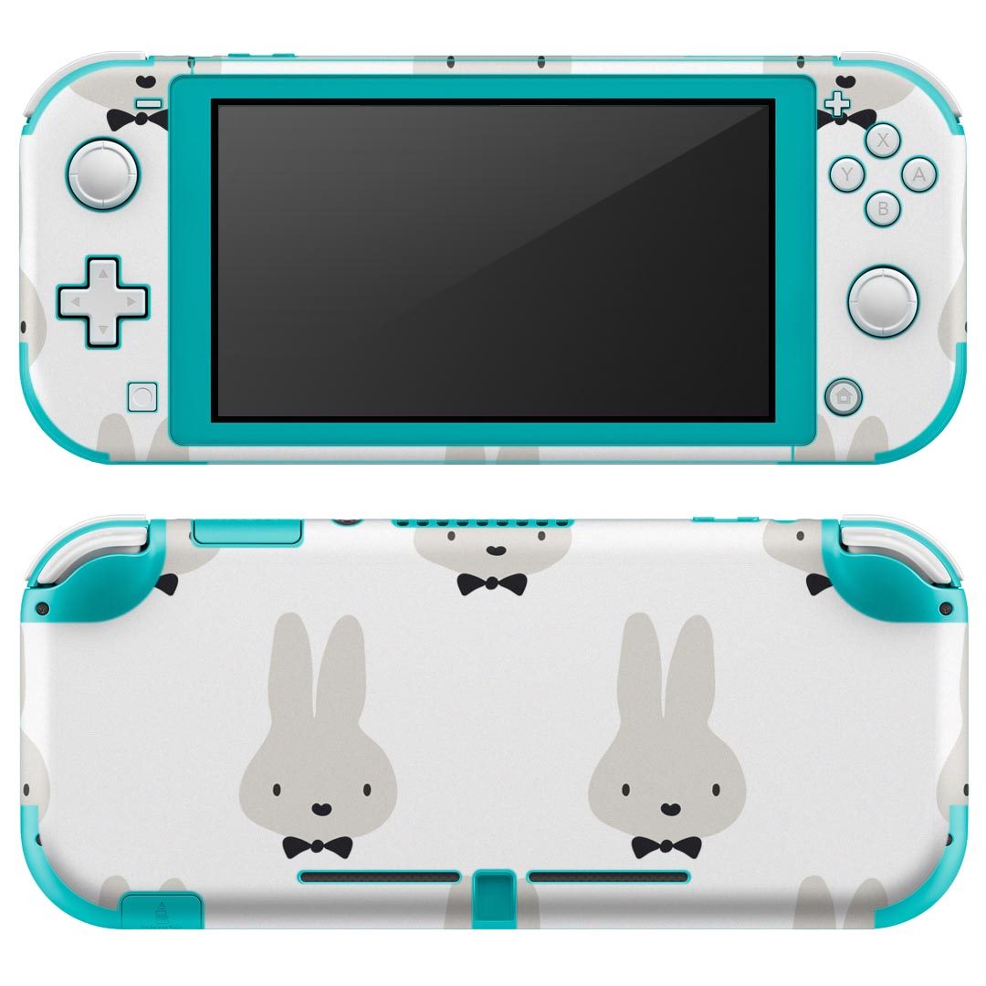 igsticker Nintendo Switch Lite 専用 デザインスキンシール 全面 ニンテンドー スイッチ ライト 専用 ゲーム機 カバー アクセサリー フィルム ステッカー エアフリー 010486 動物 うさぎ 白 黒