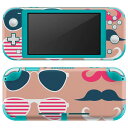 igsticker Nintendo Switch Lite 専用 デザインスキンシール 全面 ニンテンドー スイッチ ライト 専用 ゲーム機 カバー アクセサリー フィルム ステッカー エアフリー 010503 ひげ サングラス ピンク(2)