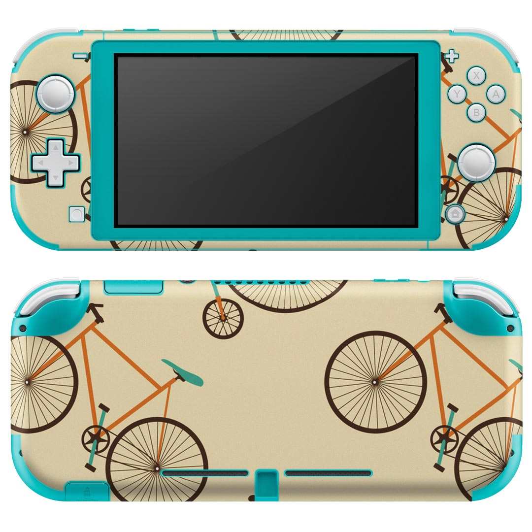 igsticker Nintendo Switch Lite 専用 デザインスキンシール 全面 ニンテンドー スイッチ ライト 専用 ゲーム機 カバー アクセサリー フィルム ステッカー エアフリー 010507 自転車　乗り物　オレンジ　緑