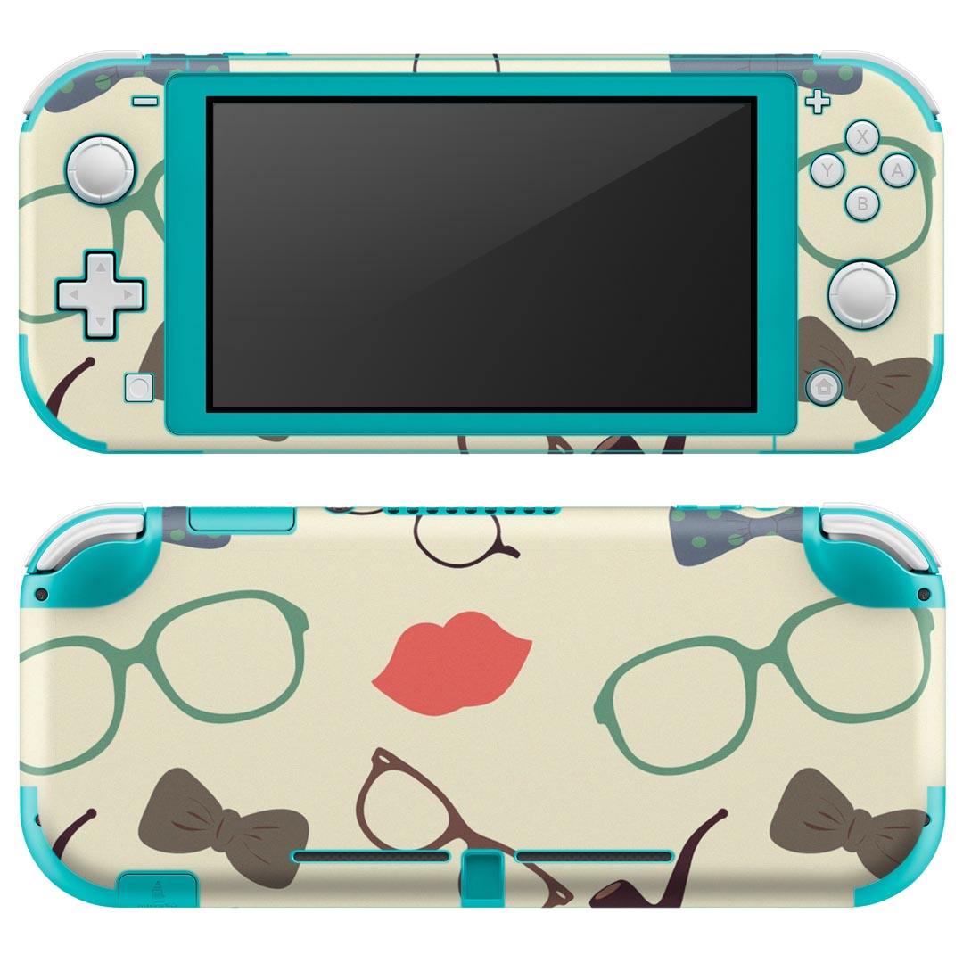 igsticker Nintendo Switch Lite 専用 デザインスキンシール 全面 ニンテンドー スイッチ ライト 専用 ゲーム機 カバー アクセサリー フィルム ステッカー エアフリー 010509 めがね ひげ くちびる