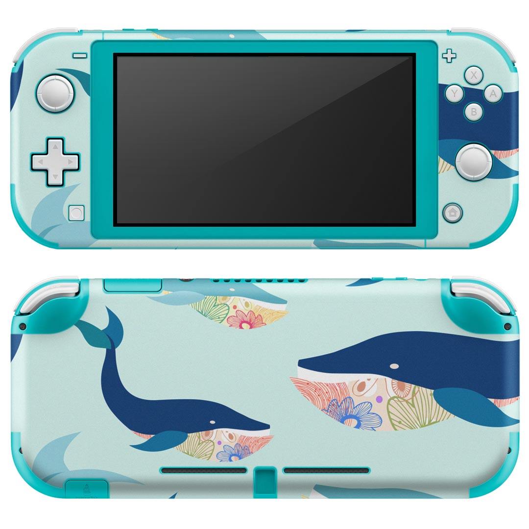 igsticker Nintendo Switch Lite 専用 デザインスキンシール 全面 ニンテンドー スイッチ ライト 専用 ゲーム機 カバー アクセサリー フィルム ステッカー エアフリー 010550 くじら　海