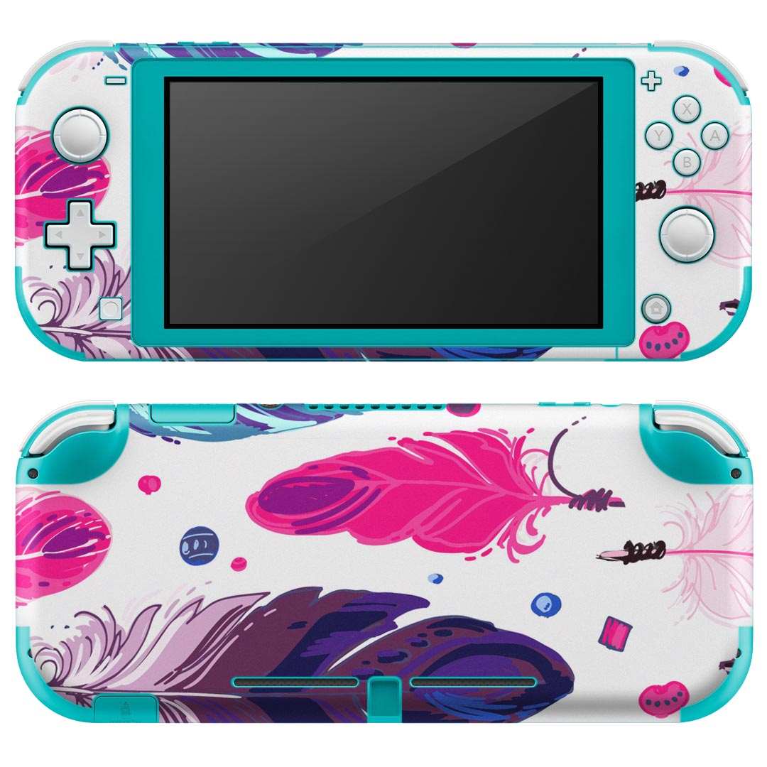 igsticker Nintendo Switch Lite 専用 デザインスキンシール 全面 ニンテンドー スイッチ ライト 専用 ゲーム機 カバー アクセサリー フィルム ステッカー エアフリー 010592 羽 ピンク 青
