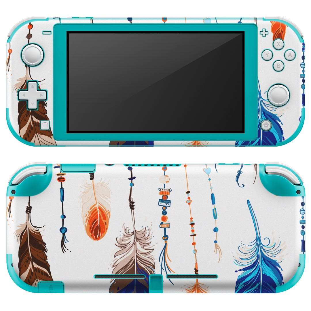 igsticker Nintendo Switch Lite 専用 デザインスキンシール 全面 ニンテンドー スイッチ ライト 専用 ゲーム機 カバー アクセサリー フィルム ステッカー エアフリー 010597 羽　青　オレンジ