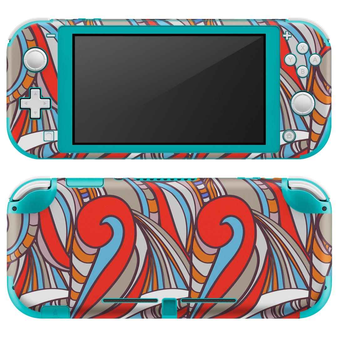 製品名 Nintendo Switch Lite専用 デザインスキンシール セット内容 Nintendo Switch Lite本体用スキンシール（裏表）各1枚 ※液晶側シールは2パーツに分かれていますニンテンドースイッチライト専用です。据え置き機のSwitch本体やJoyコンには対応していません。 商品特徴 3M社製の再剥離性シートを素材に採用し、細かな位置調整がしやすく貼り直しが容易です。また、エアフリーでもありますので気泡が簡単に逃げるので、キレイに貼ることができます。専用の業務プリンターを使い、商品画像と遜色のない美しい印刷仕上がり。 注意事項 画像はサンプルですので、ご覧の環境によっては多少色味に違いを感じる場合がございます。 イメージと違った、モニターと色味が異なるという理由での交換や返金はご対応出来かねます。スキンシールのみの販売で、ニンテンドースイッチ本体などは付属しません。シワができた場合、ドライヤーなどで軽く温め、外側に向けてシワを伸ばすように貼ってください。初回貼付時の位置調整や貼り直しは可能ですが、しっかりと押し付けて接着させた後の再剥離、再利用は保証しておりません。また接着部に油分や汚れが付着しますと角の部分は剥がれやすくなりますので、貼付時はあまり触れないようにご注意ください。無地のセミグロスシートにデザインをプリントした商品で、デコなどの加工はございません。 凹凸や光沢があるように見えたり布地や金属を素材にしたように見える商品もありますが、デザインの図版によるものです。印刷時に微妙な画像のズレが生じる場合がございます。ご注文後に1点1点制作する受注生産品の為、不良品以外のご返品や交換は固くお断りします。 商品発送 完全受注生産のハンドメイド商品となりますので、既製品と比べて発送までお時間を頂いています。 基本的に決済確認後2?3営業日、最大で10営業日での発送となります。繁忙期や休業日明けの場合はさらに時間がかかる場合があります。 その際には別途メールにてご連絡致します。メール便の場合、発送日から到着までに2?4日ほどかかる場合が多く、紛失などの保障もご対応できかねます。あらかじめご了承下さい。