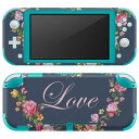 igsticker Nintendo Switch Lite 専用 デザインスキンシール 全面 ニンテンドー スイッチ ライト 専用 ゲーム機 カバー アクセサリー フィルム ステッカー エアフリー 010655 花　LOVE　ネイビー