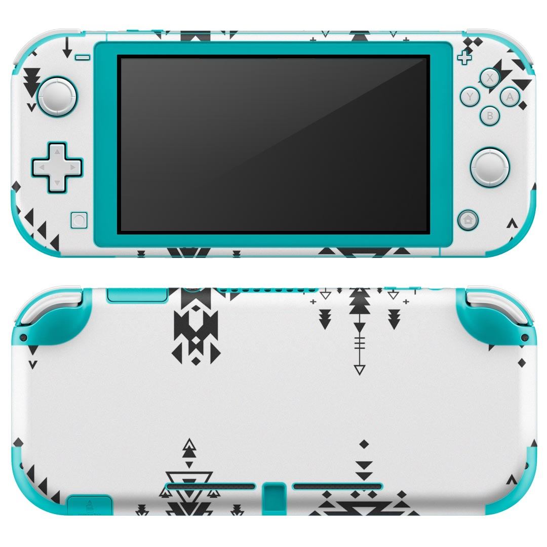 igsticker Nintendo Switch Lite 専用 デザインスキンシール 全面 ニンテンドー スイッチ ライト 専用 ゲーム機 カバー アクセサリー フィルム ステッカー エアフリー 010689 ネイティブ柄　白　黒