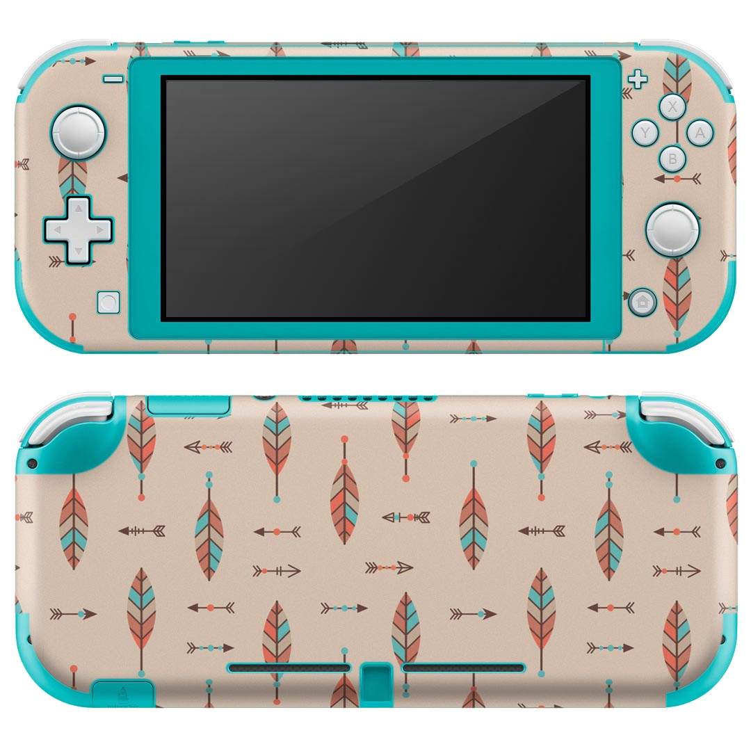 igsticker Nintendo Switch Lite 専用 デザインスキンシール 全面 ニンテンドー スイッチ ライト 専用 ゲーム機 カバー アクセサリー フィルム ステッカー エアフリー 010720 ネイティブ柄 オレンジ 緑