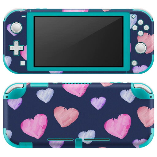igsticker Nintendo Switch Lite 専用 デザインスキンシール 全面 ニンテンドー スイッチ ライト 専用 ゲーム機 カバー アクセサリー フィルム ステッカー エアフリー 010745 色彩 ハート ピンク 紫