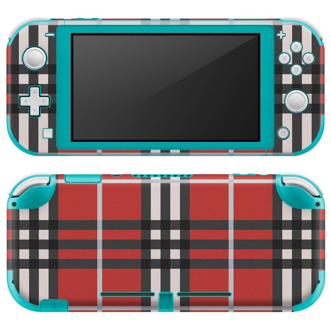 igsticker Nintendo Switch Lite 専用 デザインスキンシール 全面 ニンテンドー スイッチ ライト 専用 ゲーム機 カバー アクセサリー フィルム ステッカー エアフリー 010831 チェック 赤 黒