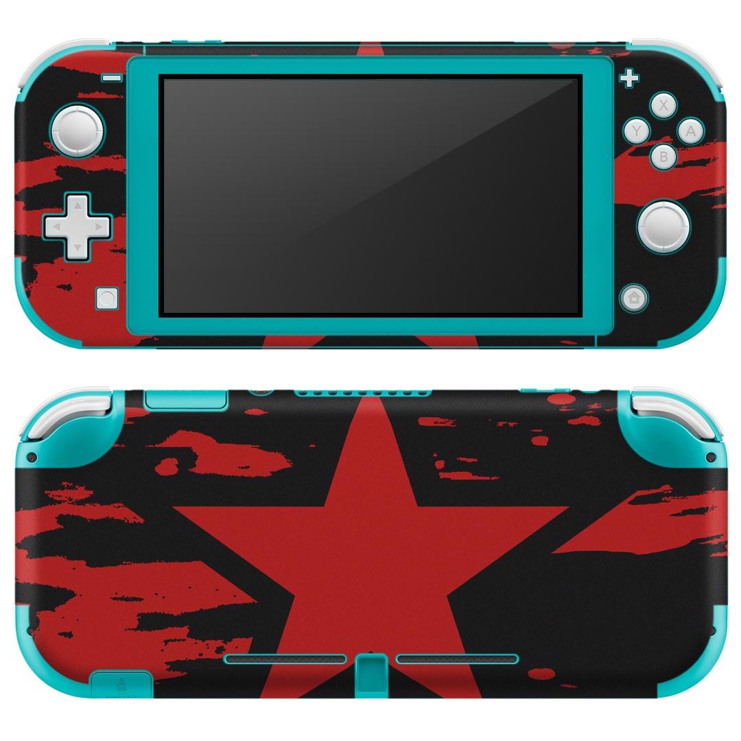 igsticker Nintendo Switch Lite 専用 デザインスキンシール 全面 ニンテンドー スイッチ ライト 専用 ゲーム機 カバー アクセサリー フィルム ステッカー エアフリー 010866 星 黒 赤
