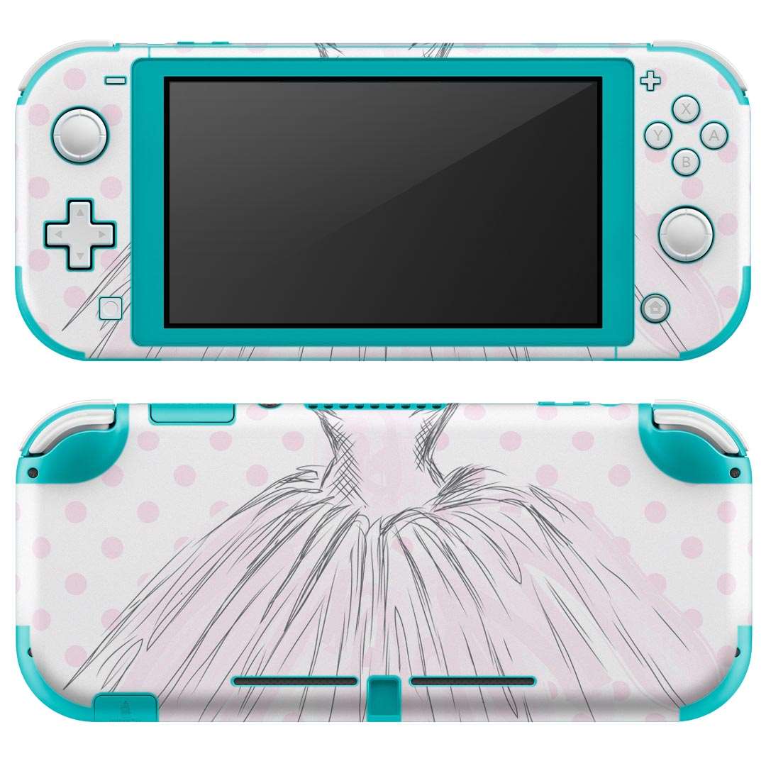 igsticker Nintendo Switch Lite 専用 デザインスキンシール 全面 ニンテンドー スイッチ ライト 専用 ゲーム機 カバー アクセサリー フィルム ステッカー エアフリー 010911 ドレス ピンク ドット