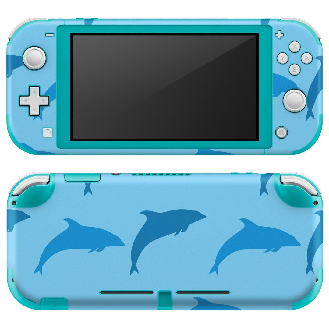 igsticker Nintendo Switch Lite 専用 デザインスキンシール 全面 ニンテンドー スイッチ ライト 専用 ゲーム機 カバー アクセサリー フィルム ステッカー エアフリー 010969 海 イルカ 青