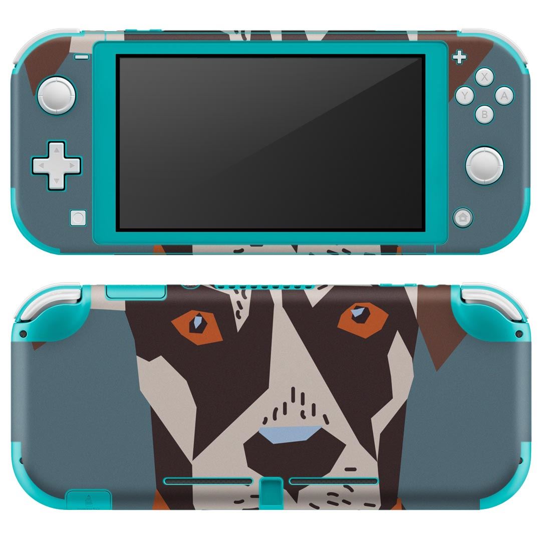 igsticker Nintendo Switch Lite 専用 デザインスキンシール 全面 ニンテンドー スイッチ ライト 専用 ゲーム機 カバー アクセサリー フィルム ステッカー エアフリー 010997 犬　動物　緑