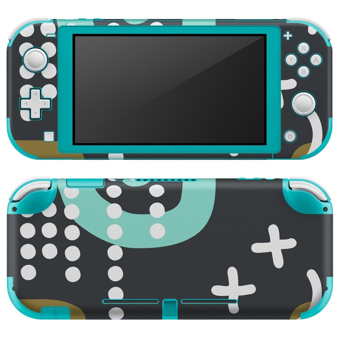 igsticker Nintendo Switch Lite 専用 デザインスキンシール 全面 ニンテンドー スイッチ ライト 専用 ゲーム機 カバー アクセサリー フィルム ステッカー エアフリー 011032 プラス　グレー　青