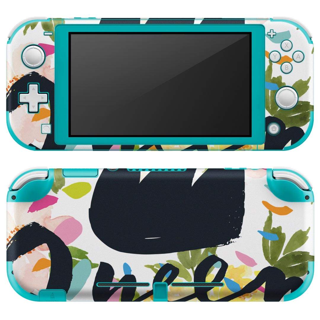 igsticker Nintendo Switch Lite 専用 デザインスキンシール 全面 ニンテンドー スイッチ ライト 専用 ゲーム機 カバー アクセサリー フィルム ステッカー エアフリー 011064 王冠　花　英語