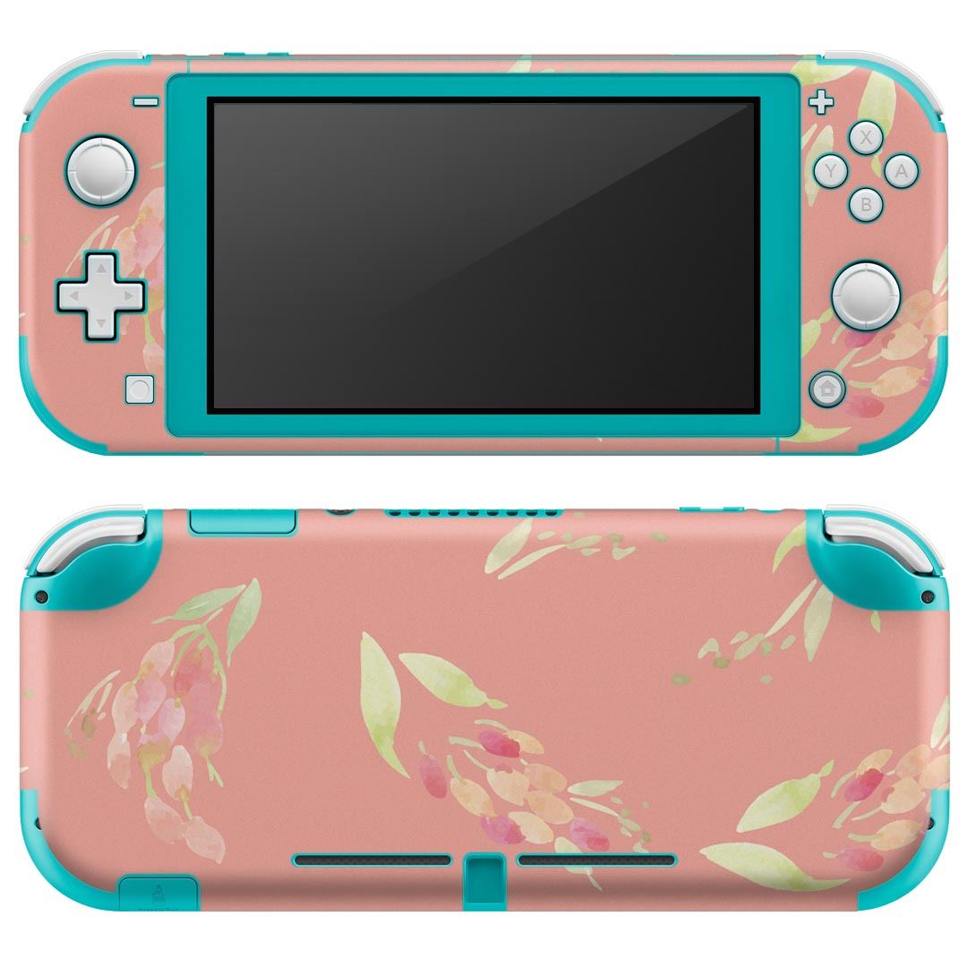 igsticker Nintendo Switch Lite 専用 デザインスキンシール 全面 ニンテンドー スイッチ ライト 専用 ゲーム機 カバー アクセサリー フィルム ステッカー エアフリー 011068 花　　ピンク