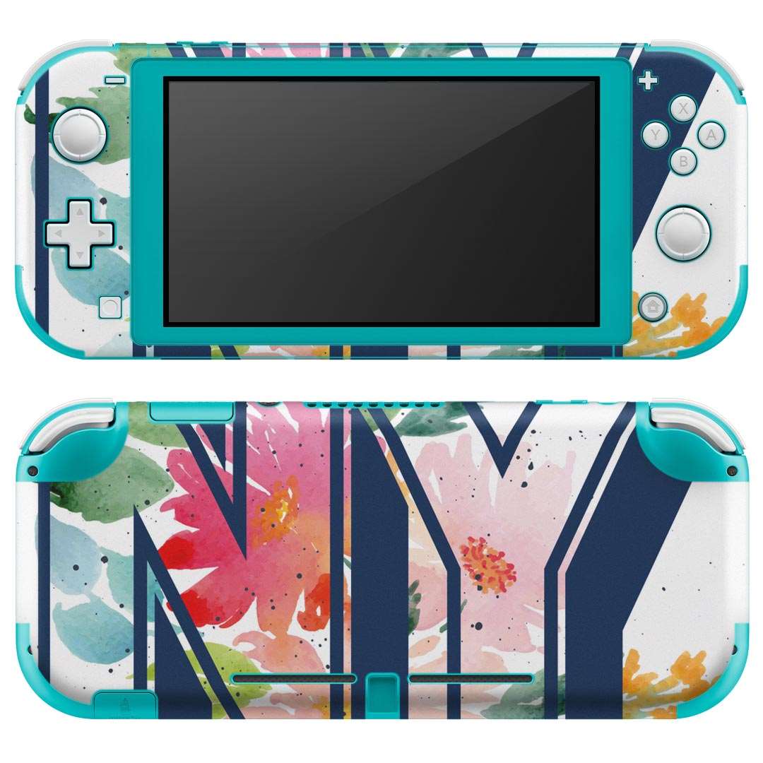 igsticker Nintendo Switch Lite 専用 デザインスキンシール 全面 ニンテンドー スイッチ ライト 専用 ゲーム機 カバー アクセサリー フィルム ステッカー エアフリー 011072 ニューヨーク　カラフル　花
