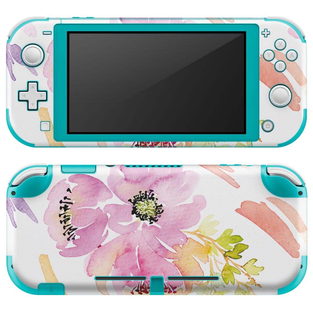 igsticker Nintendo Switch Lite 専用 デザインスキンシール 全面 ニンテンドー スイッチ ライト 専用 ゲーム機 カバー アクセサリー フィルム ステッカー エアフリー 011075 花 水彩 カラフル