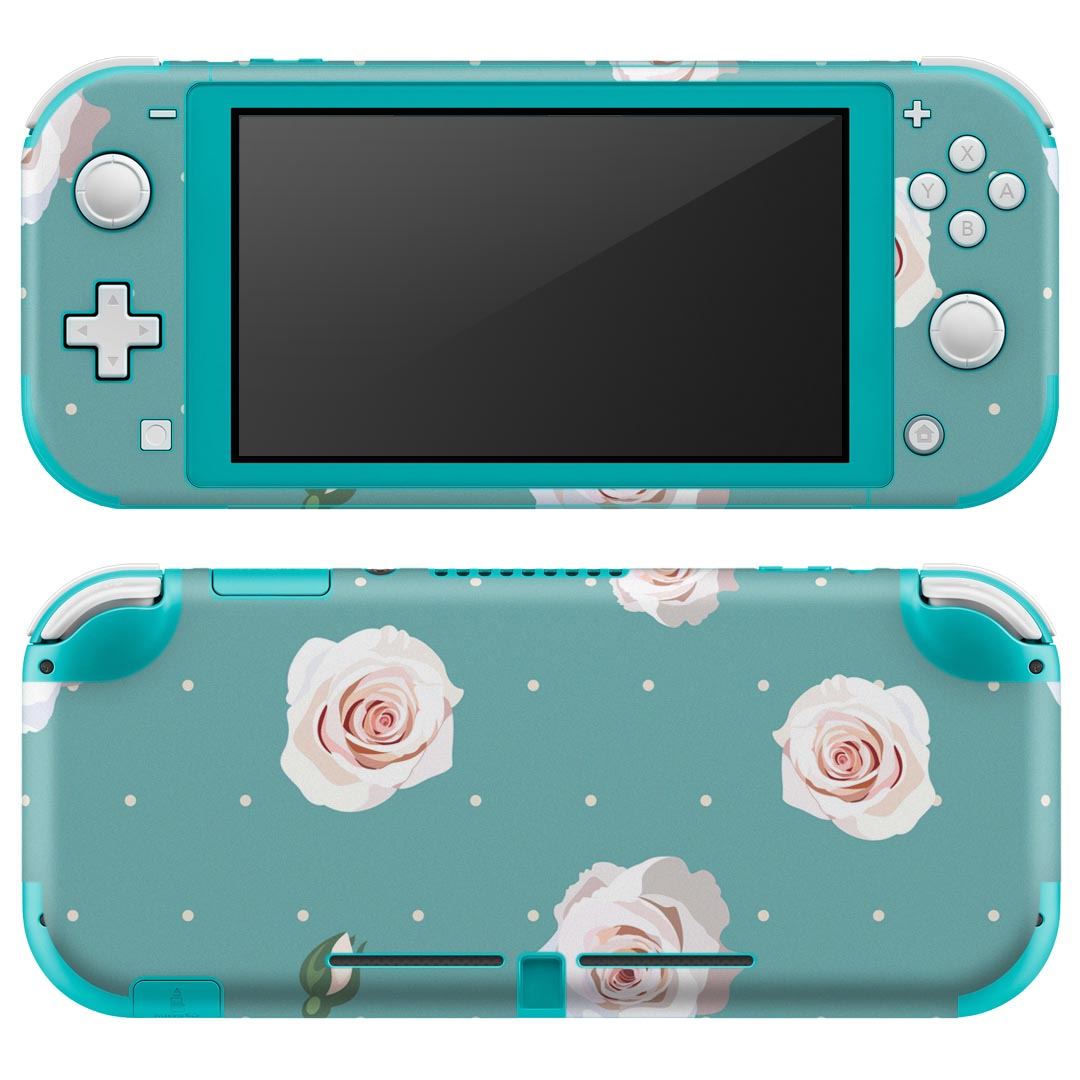 igsticker Nintendo Switch Lite 専用 デザインスキンシール 全面 ニンテンドー スイッチ ライト 専用 ゲーム機 カバー アクセサリー フィルム ステッカー エアフリー 011099 花　水玉　緑