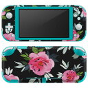 igsticker Nintendo Switch Lite 専用 デザインスキンシール 全面 ニンテンドー スイッチ ライト 専用 ゲーム機 カバー アクセサリー フィルム ステッカー エアフリー 011113 花 黒 ピンク