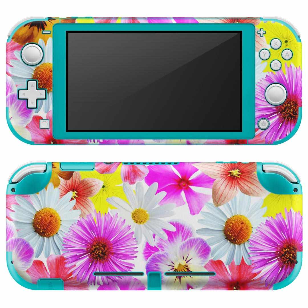 igsticker Nintendo Switch Lite 専用 デザインスキンシール 全面 ニンテンドー スイッチ ライト 専用 ゲーム機 カバー アクセサリー フィルム ステッカー エアフリー 011115 花　　カラフル