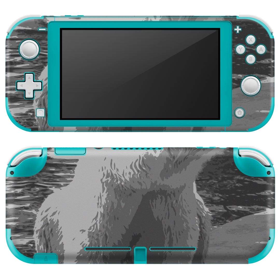 igsticker Nintendo Switch Lite 専用 デザインスキンシール 全面 ニンテンドー スイッチ ライト 専用 ゲーム機 カバー アクセサリー フィルム ステッカー エアフリー 011118 くま　動物　モノクロ
