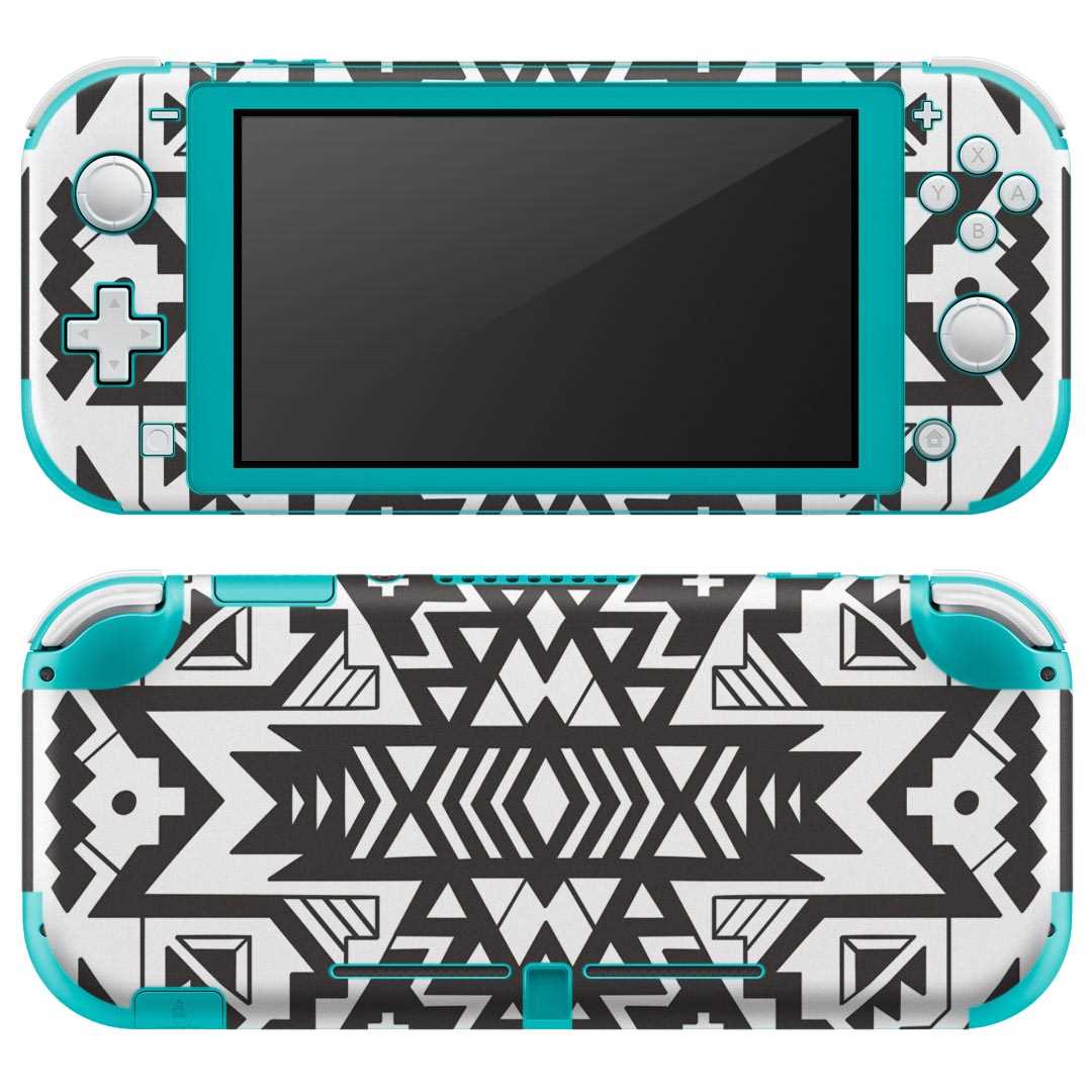 igsticker Nintendo Switch Lite 専用 デザインスキンシール 全面 ニンテンドー スイッチ ライト 専用 ゲーム機 カバー アクセサリー フィルム ステッカー エアフリー 011122 ネイティブ柄　白　黒